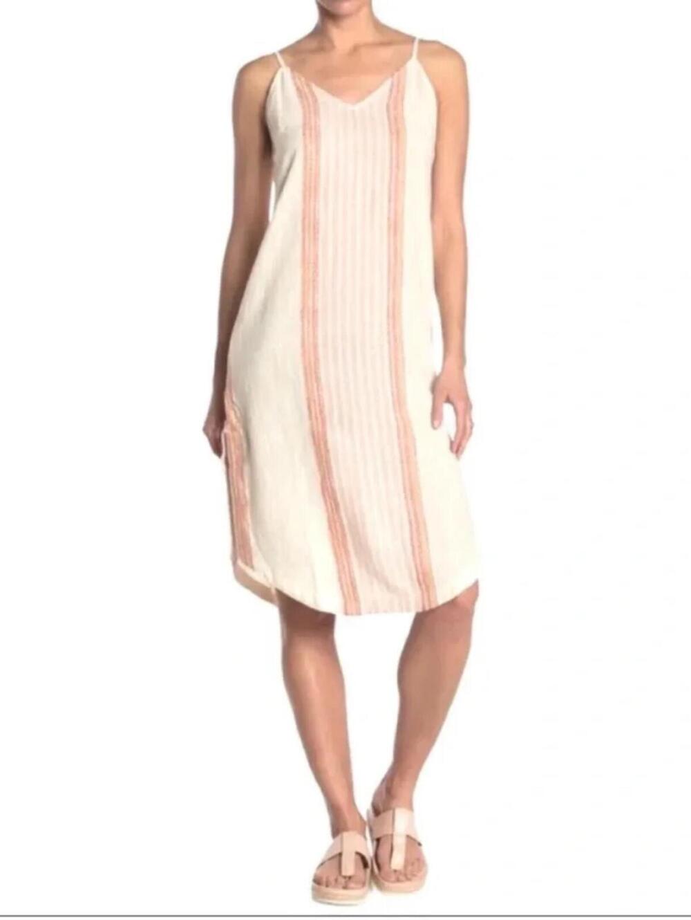 Rip Curl Cream Baja Stripe Coton Blend Midi Dress - Size Large EUC